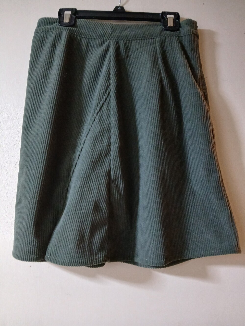 Olive Green Corduroy A-Line Skirt